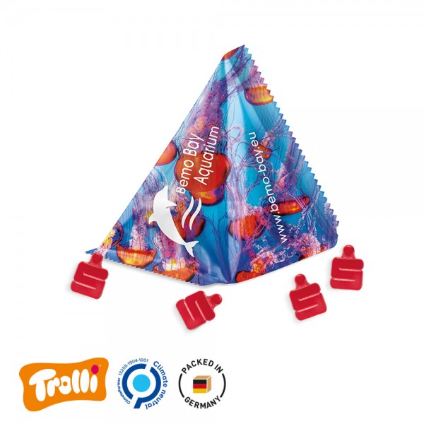 Fruchtgummi Tetraeder Folie, weiß Trolli Fruchtgummi Glücks-/Sparschwein, bunt gemsicht, 10% Fruchts