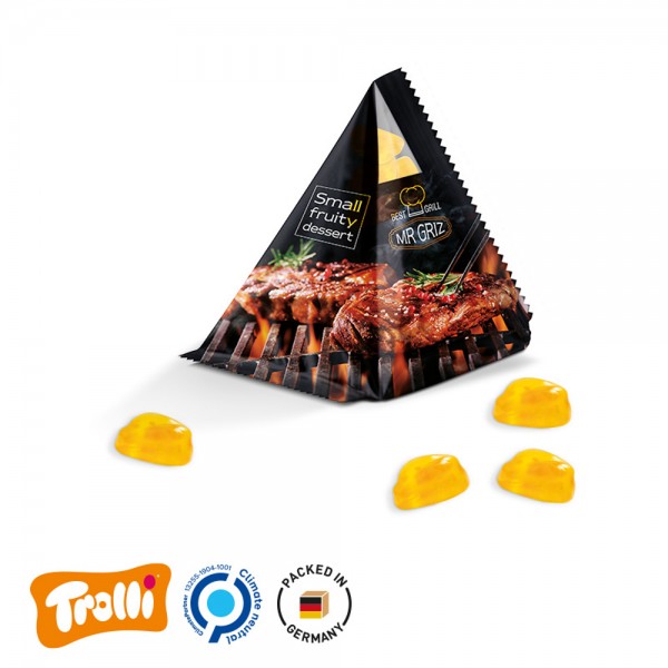 Fruchtgummi Tetraeder Folie, transparent Trolli Vitamin Fruchtgummi, mit Fruchtsaft und Fruchtstückc