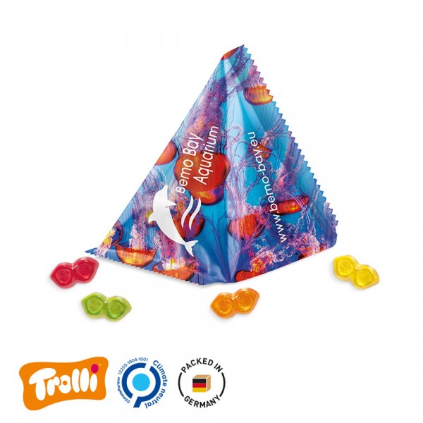 Fruchtgummi Tetraeder Folie, weiß Trolli Fruchtgummi Brillen, bunt gemischt, 10% Fruchtsaft