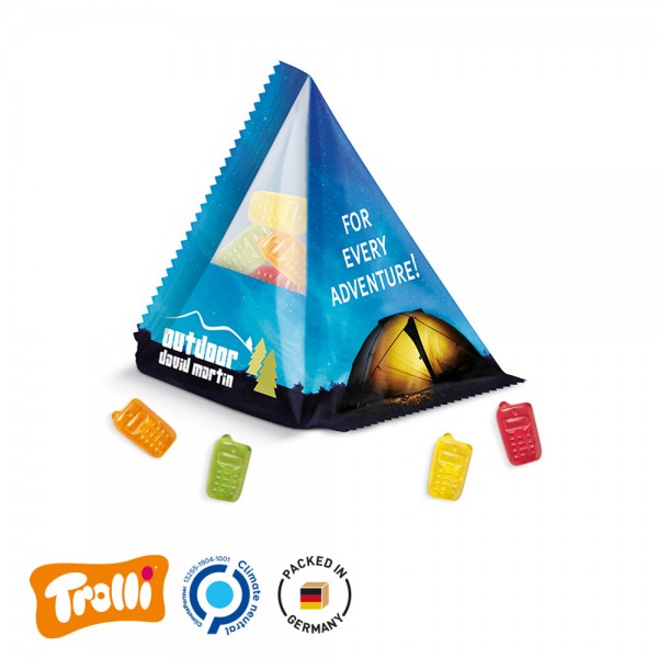 Fruchtgummi Tetraeder Folie, transparent Trolli Fruchtgummi Handy, mini, bunt gemischt, 10% Fruchtsa