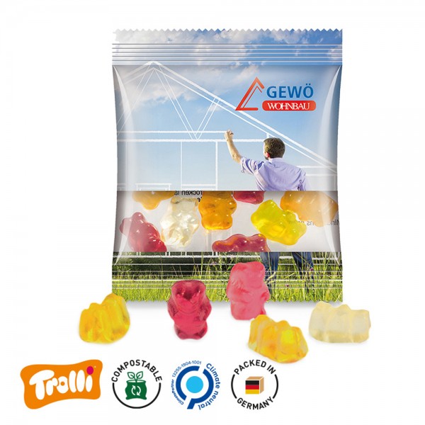 Express Gummibärchen kompostierbare Folie, transparent Trolli Premium Gummibärchen, bunt gemischt